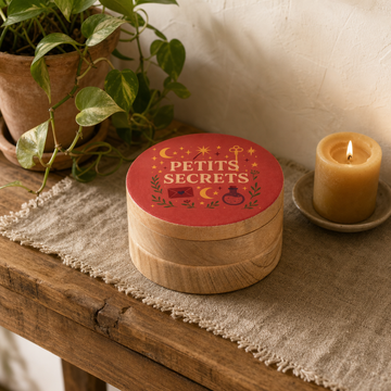 Round Enamelled Box - Petite Secrets — styled in a warm, naturally lit interior