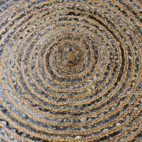 Boho Rug - Round Jute and Recycle Denim 120 cm - SHAMTAM.COM