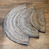 Boho Rug - Round Jute and Recycle Denim 120 cm - SHAMTAM.COM