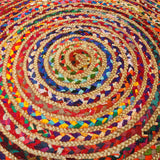 Boho Rug - Handmade Jute and Recycled Cotton 90 cm - SHAMTAM.COM