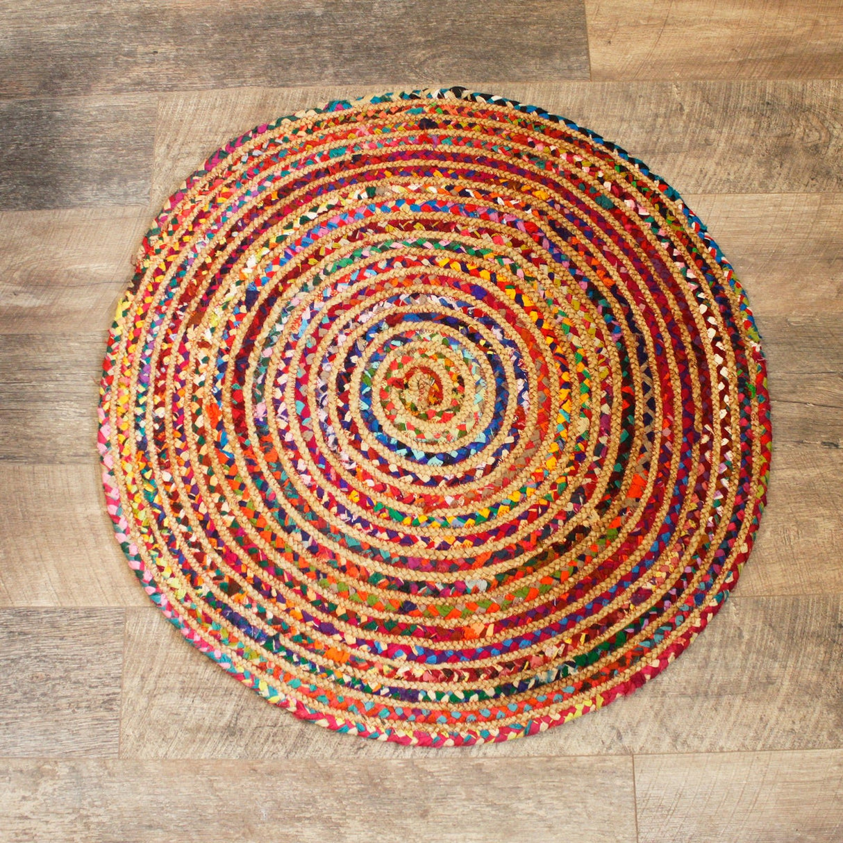 Boho Rug - Handmade Jute and Recycled Cotton 90 cm - SHAMTAM.COM