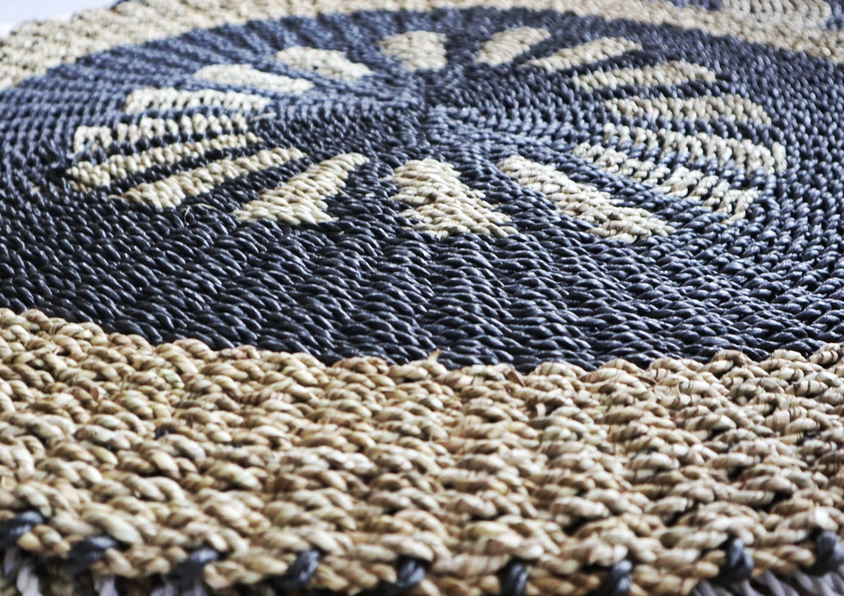 Seagrass Rug Black & Tan - Inner Sun - 1m - SHAMTAM.COM