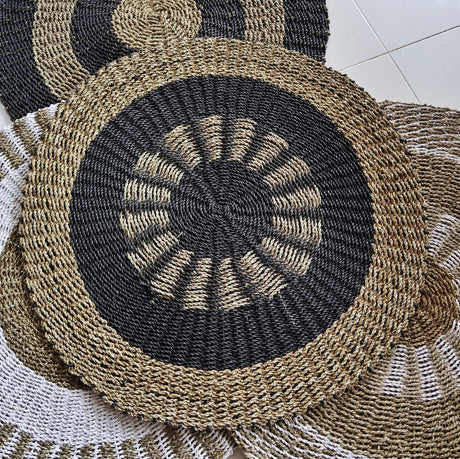 Seagrass Rug Black & Tan - Inner Sun - 1m - SHAMTAM.COM