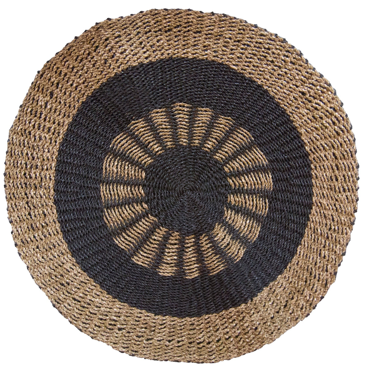 Seagrass Rug Black & Tan - Inner Sun - 1m - SHAMTAM.COM