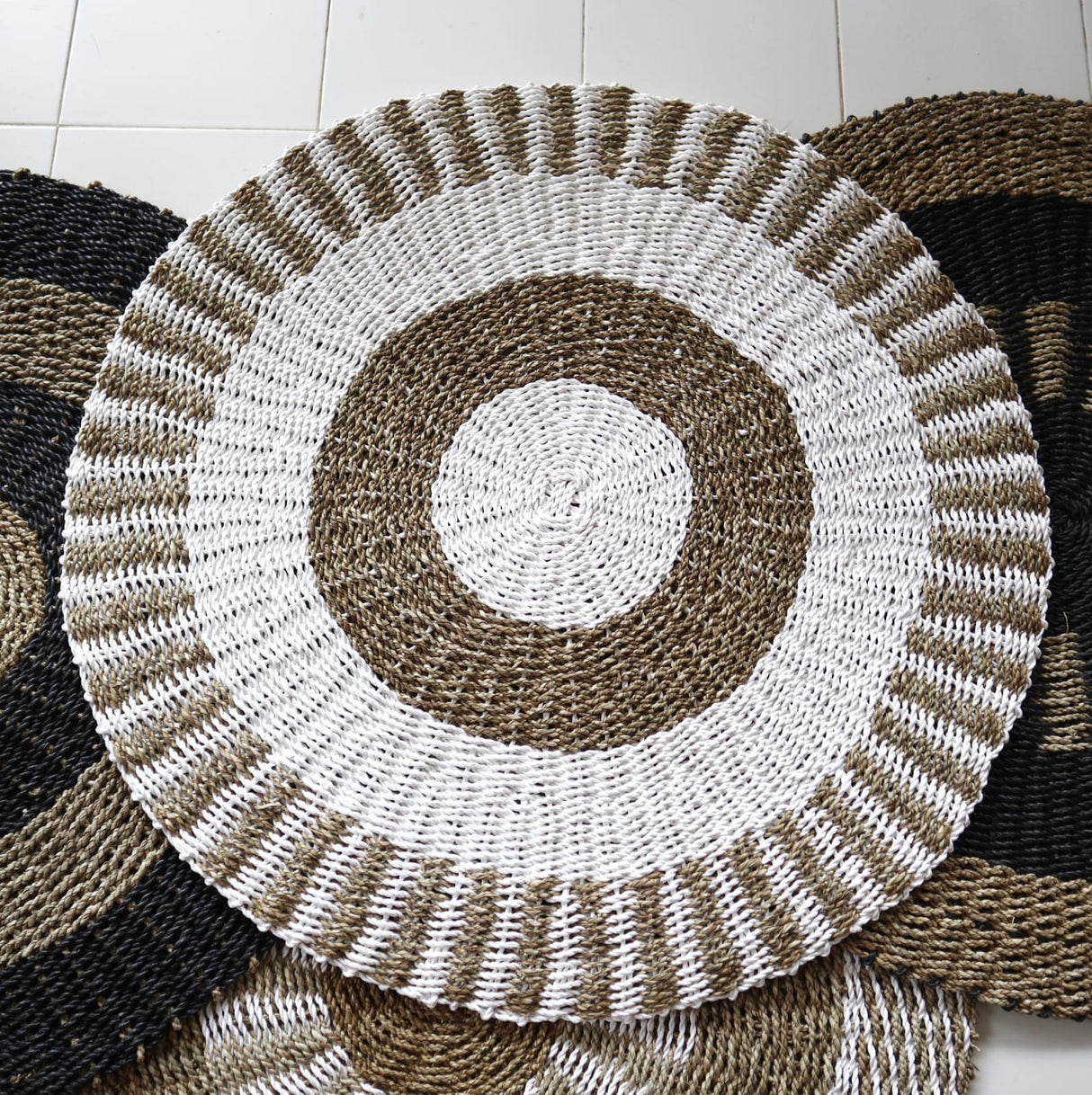 Seagrass Rug White & Tan - Sun - 1m - SHAMTAM.COM