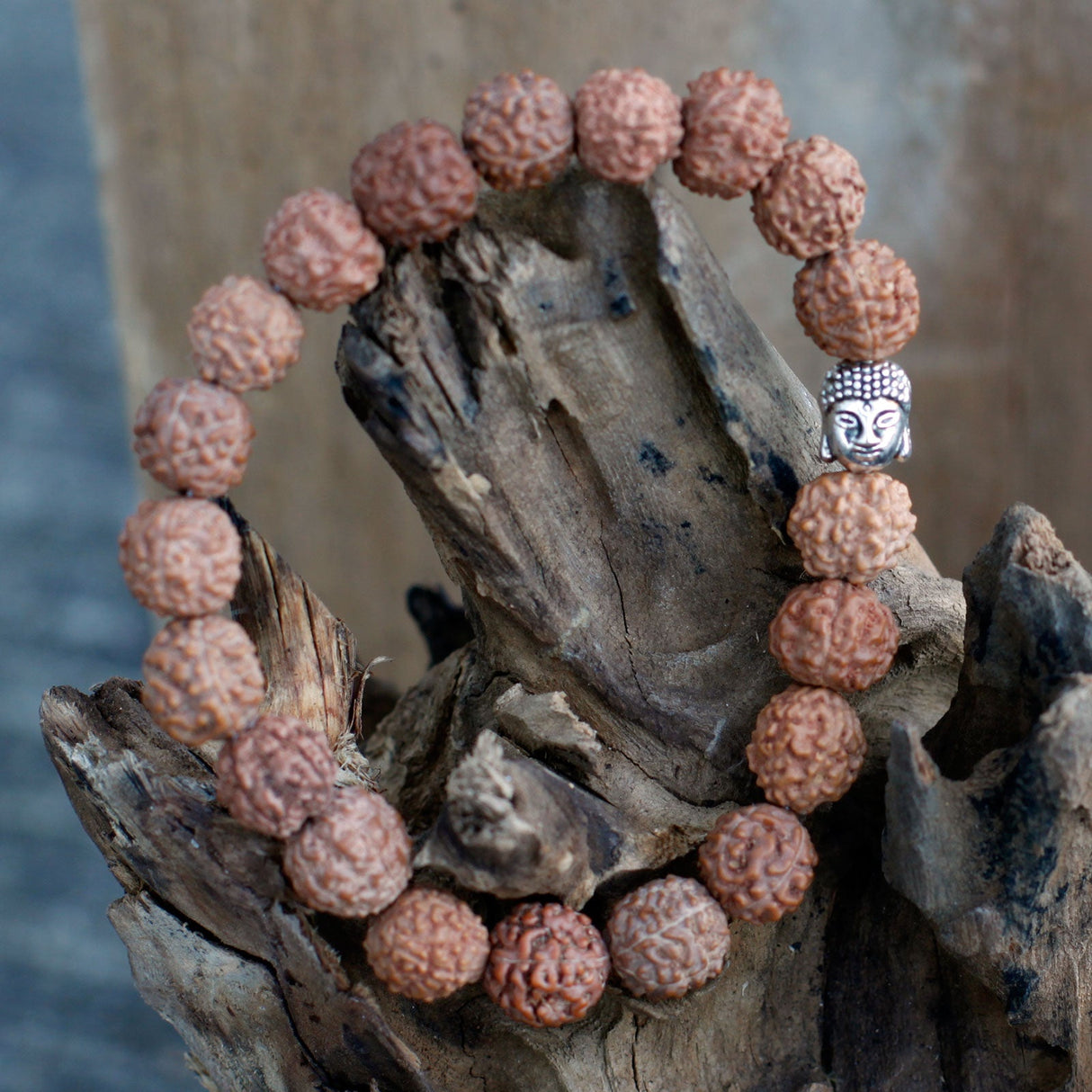 Rudraksha Bracelet Buddha Mala - Brown - SHAMTAM.COM