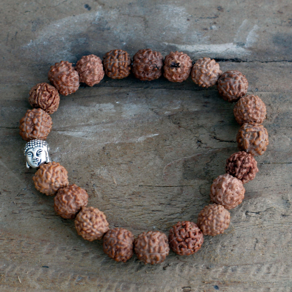 Rudraksha Bracelet Buddha Mala - Brown - SHAMTAM.COM