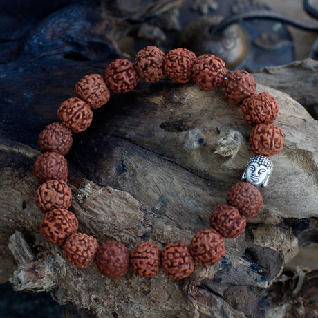 Rudraksha Bracelet Buddha Mala - Brown - SHAMTAM.COM