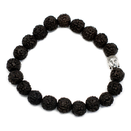 Rudraksha Bracelet Buddha Mala - Dark - SHAMTAM.COM