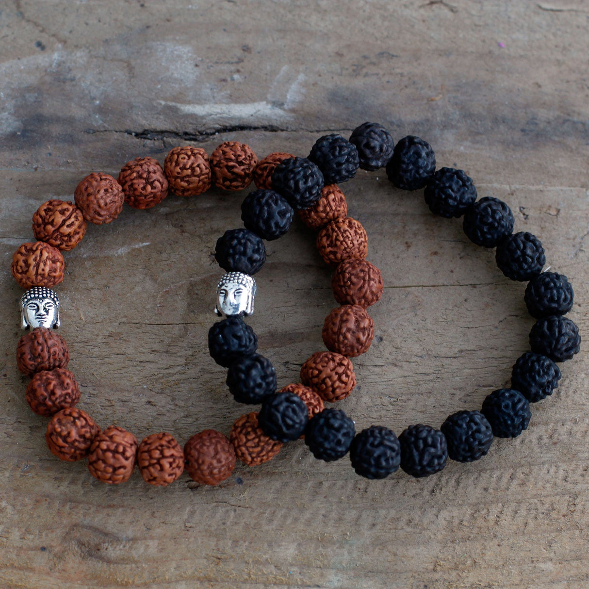 Rudraksha Bracelet Buddha Mala - Dark - SHAMTAM.COM