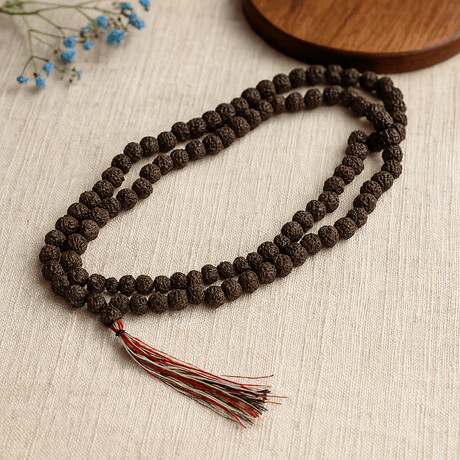 Rudraksha Japa Mala 108 Beads Dark - SHAMTAM.COM