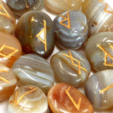 Banded Agate Runes Stone Set in Pouch - SHAMTAM.COM