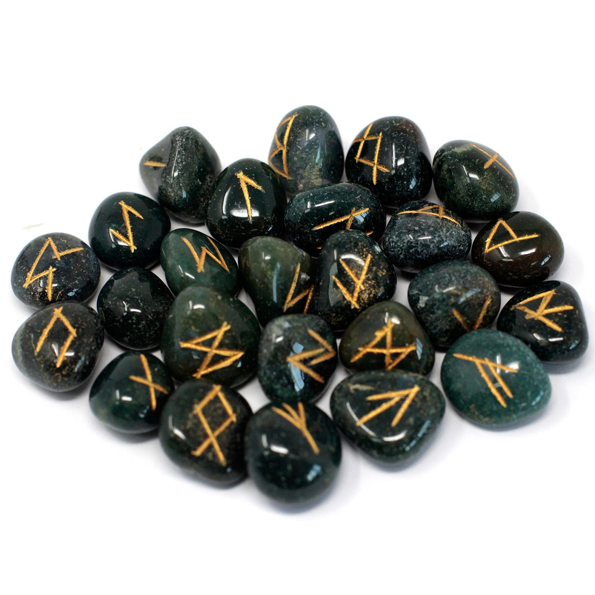 Bloodstone Runes Stones Set in Pouch - SHAMTAM.COM