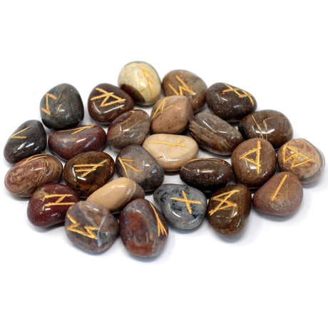 Fancy Jasper Runes Stone Set in Pouch - SHAMTAM.COM