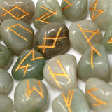 Green Aventurine Runes Stone Set in Pouch - SHAMTAM.COM