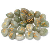 Green Aventurine Runes Stone Set in Pouch - SHAMTAM.COM