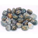 Moss Agate Runes Stone Set in Pouch - SHAMTAM.COM