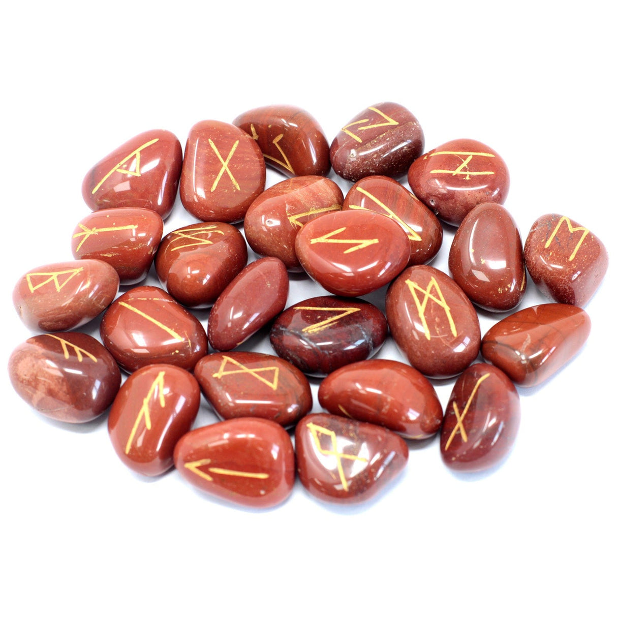 Red Jasper Runes Stone Set in Pouch - SHAMTAM.COM