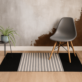 Runner Rug, Indian Cotton Black Grey 70x170cm - SHAMTAM.COM