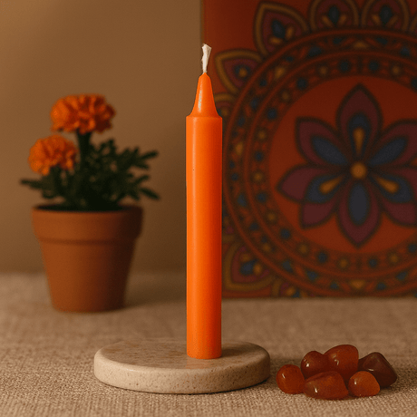 Sacral Chakra Candles Orange Pack of 12 - SHAMTAM.COM