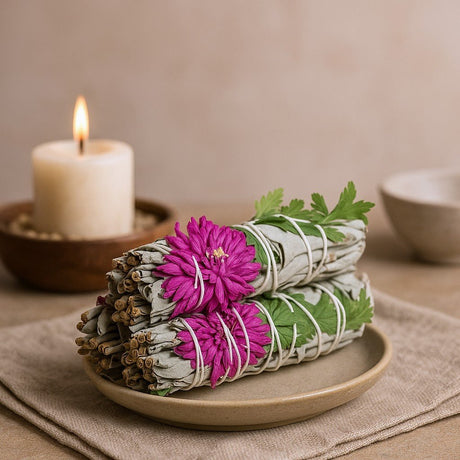 Sage Smudge Stick 10cm Dahlia Sage - SHAMTAM.COM