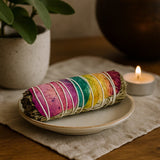 Sage Smudge Stick 7 Chakras Rose Petals 10cm - SHAMTAM.COM