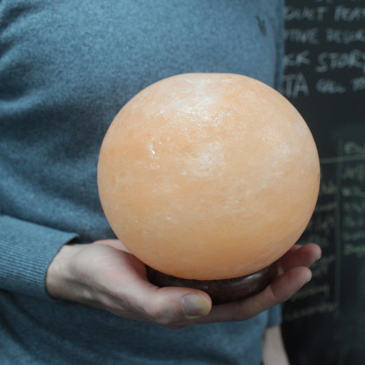 Himalayan Salt Lamp Ball - Big Wooden Base - SHAMTAM.COM