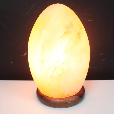 Himalayan Salt Lamp Egg - Wooden Base - SHAMTAM.COM