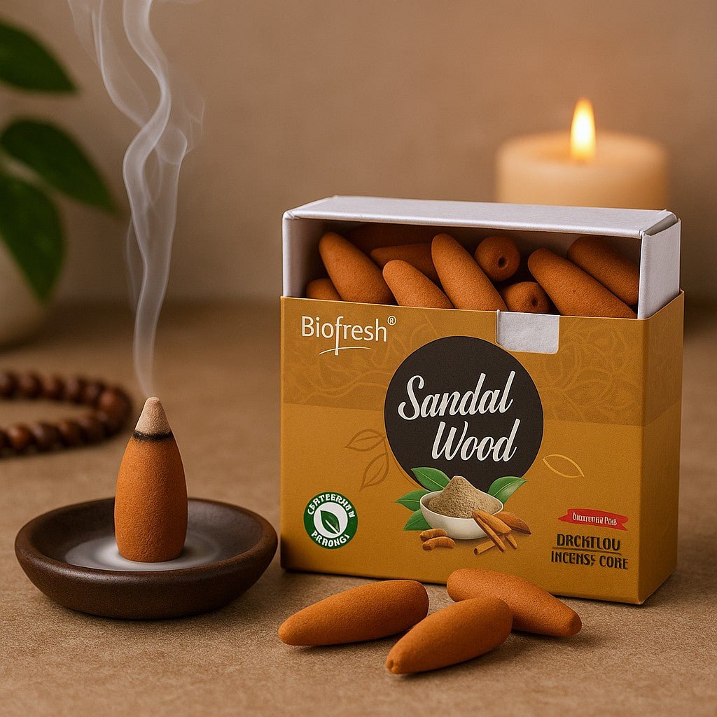 Sandalwood Backflow Incense Cones 40 Pack Biofresh - SHAMTAM.COM