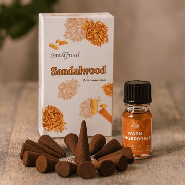 Sandalwood Incense Cones 15 Pack With Holder