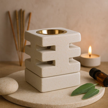 Sandstone Oil Burner Hand Carved Indonesian - SHAMTAM.COM