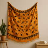 Sarong Scarf Yellow Bali Gecko Rayon 150x115cm - SHAMTAM.COM