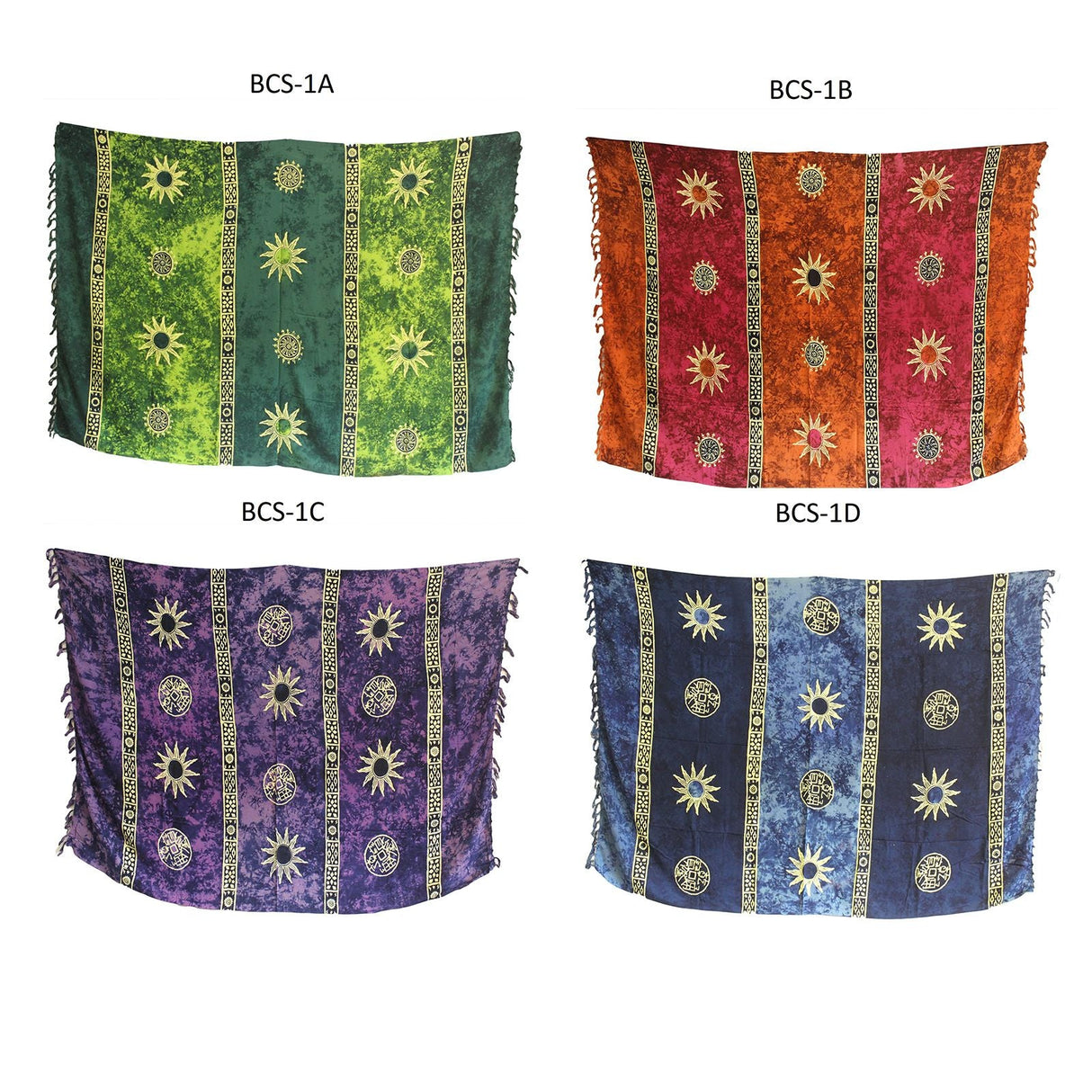 Sarongs Celtic Sun Symbols, Set of 4 - SHAMTAM.COM