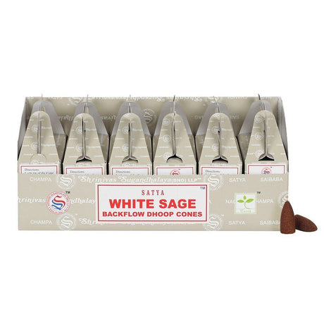 White Sage Backflow Dhoop Cones - Satya 24pcs - SHAMTAM.COM