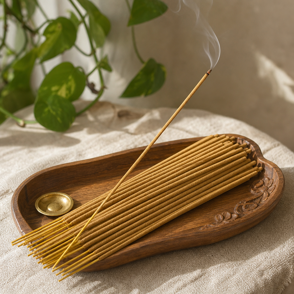 Satya Incense 15gm - 7 Archangels — styled in a warm, naturally lit interior