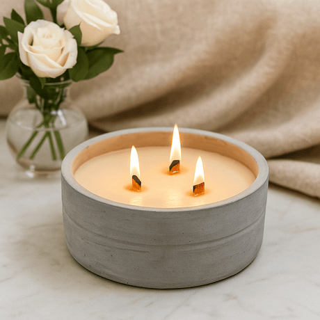 Scented Candle Vanilla Orange Wooden Wick Concrete Jar - SHAMTAM.COM
