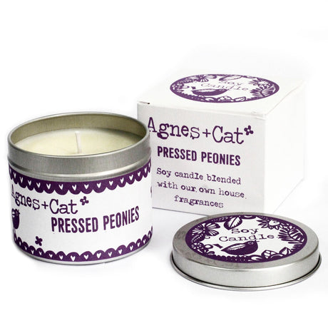 Scented Soy Candle Pressed Peonies Tin - SHAMTAM.COM