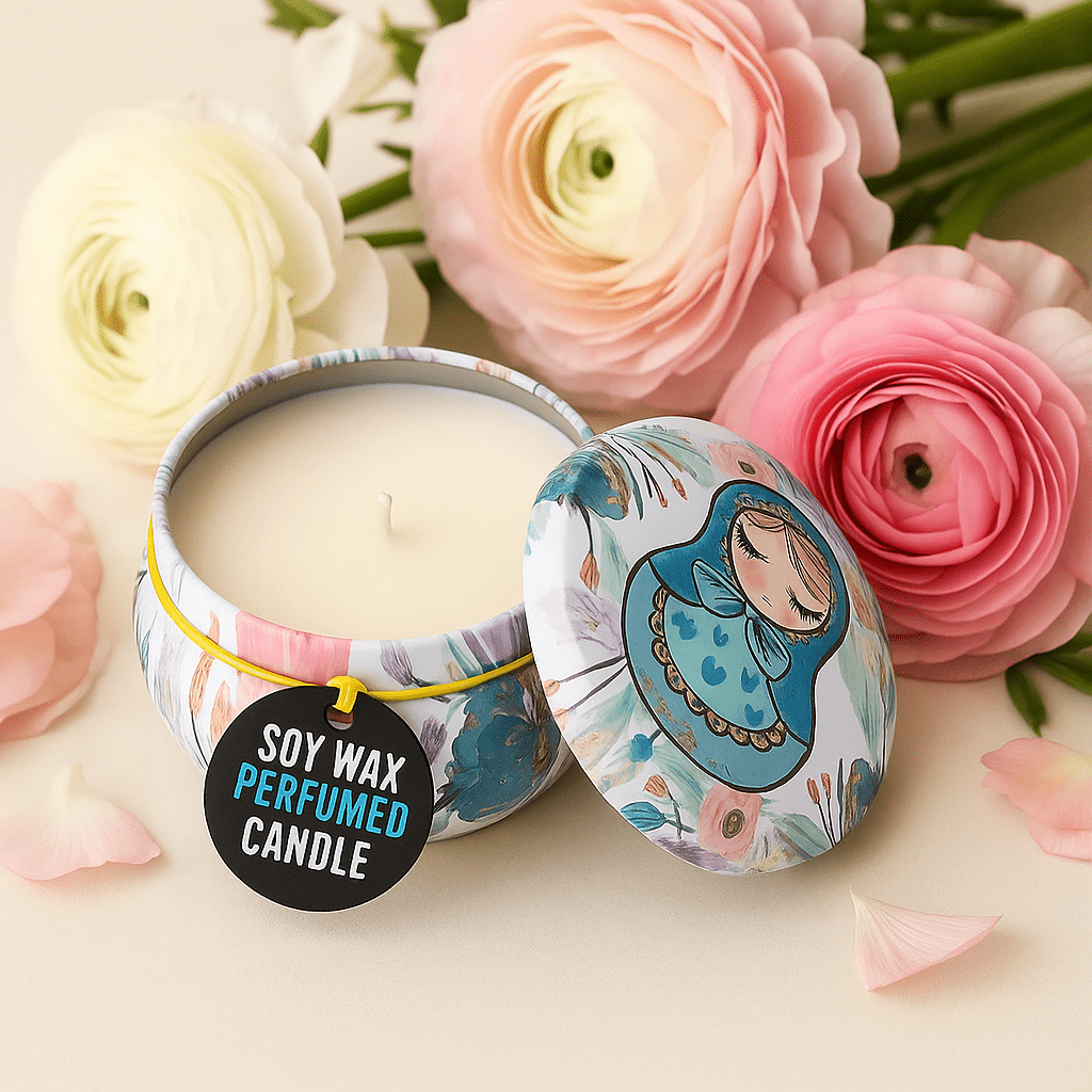 Scented Soy Tin Candle, Russian Dolls Dolly Blue - SHAMTAM.COM