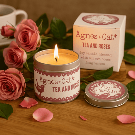 Scented Soy Tin Candle Tea and Roses - SHAMTAM.COM