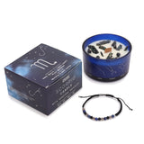 Scorpio Zodiac Crystal Candle & Gemstone Bracelet Set - Obsidian Dark Coffee Scent with Smoky Quartz, Lapis Lazuli, and Black Obsidian - SHAMTAM.COM