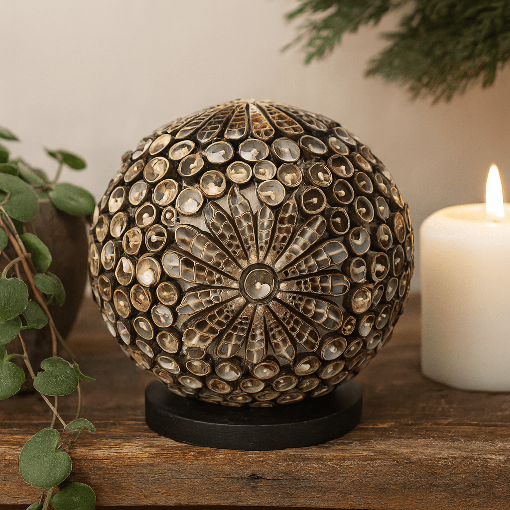 Sea Shell Lamp - Boho Chocolate Twist Globe 15cm - SHAMTAM.COM