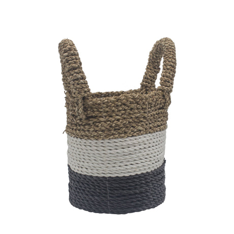 Seagrass Basket Set - Dark Grey / White / Natural - SHAMTAM.COM