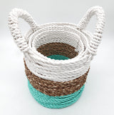 Seagrass Basket Set - Green / Natural / White - SHAMTAM.COM