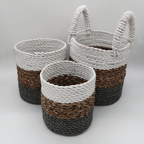 Seagrass Basket Set - Grey / Natural / White - SHAMTAM.COM