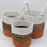 Seagrass Basket Set - Orange / Natural / White - SHAMTAM.COM