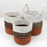 Seagrass Basket Set - Orange / Natural / White - SHAMTAM.COM