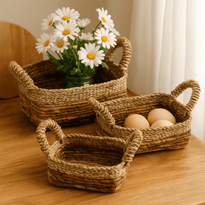 Seagrass Baskets Set of 3, Square Banana Leaf - SHAMTAM.COM