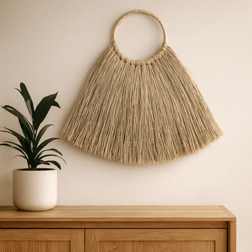 Decoração de Parede Leque de Erva-Marinha Grande Natural