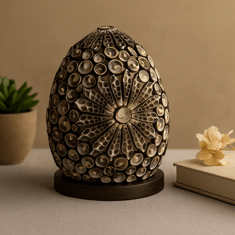 Seashell Table Lamp - Oval Chocolate Twist 15 cm - SHAMTAM.COM