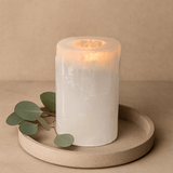 Selenite Candle Holder Cylinder 15 cm - SHAMTAM.COM